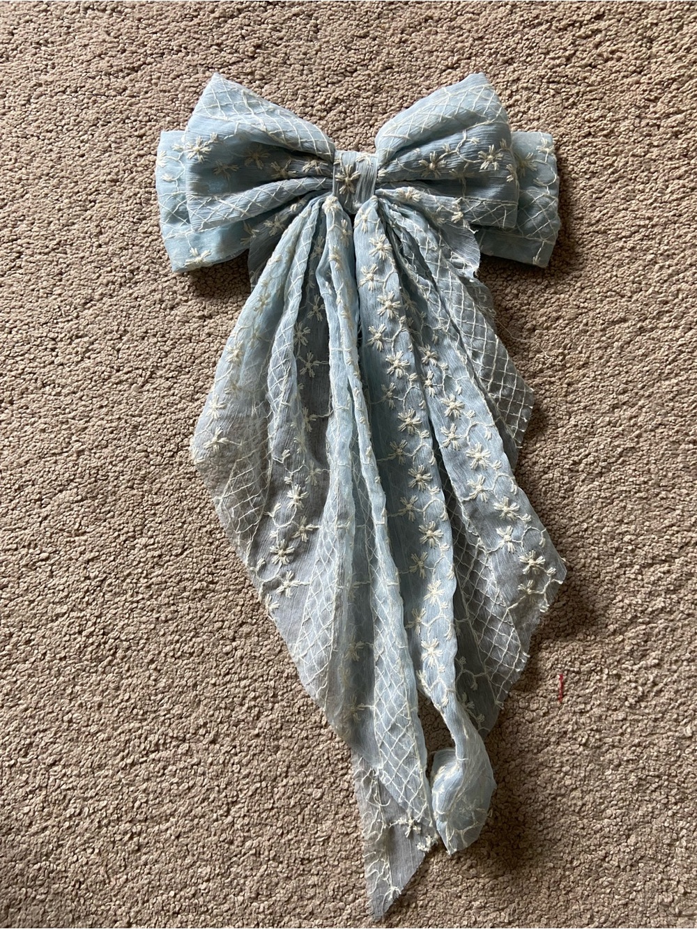Altard State Light Blue Embroidered Lace big hair bow